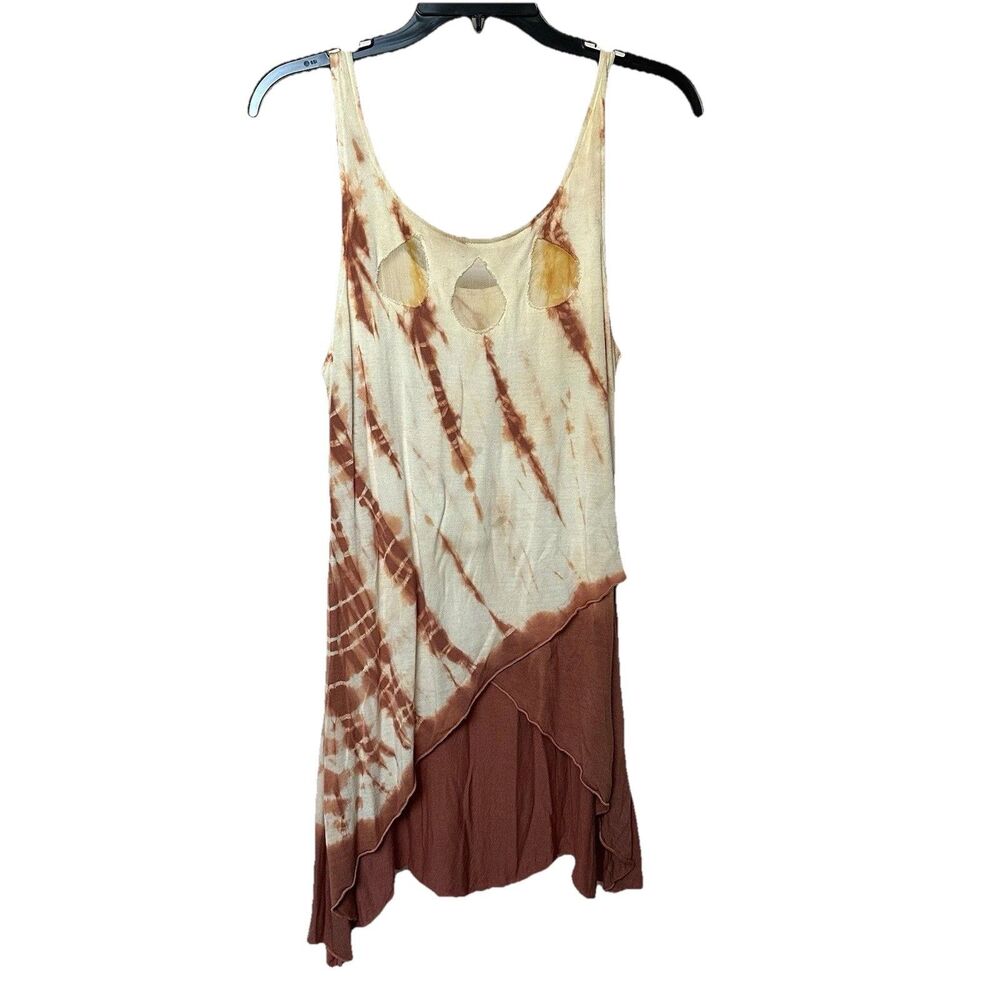 Tunic Top Women’s Small Tie Dye High Low Hem Brown Pullover Hippie Boho Beach